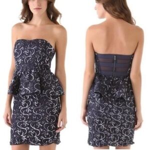 Alice + Olivia Elise Sequin Lace Peplum Cocktail Dress